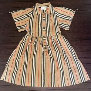 Burberry Kids Casual Striped Dress - Beige, Black, Red